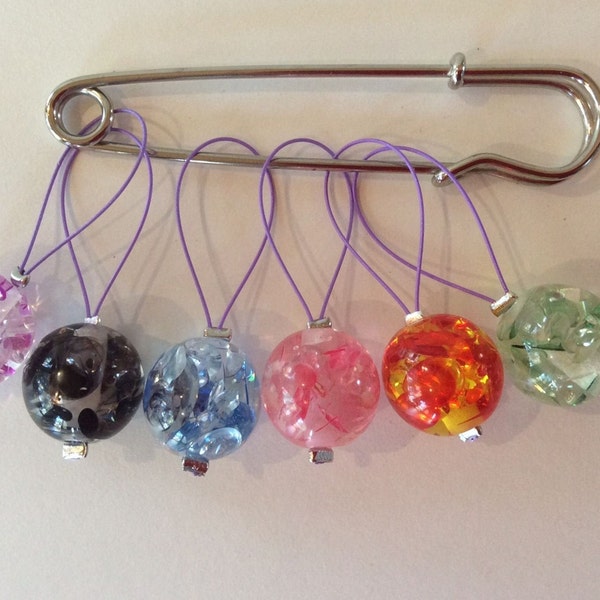 Clearance! 2 sets for 1. Get 2 sets of brightly coloured sparkly knitting stitch markers, lolly stitchmarkers, fun knitting markers