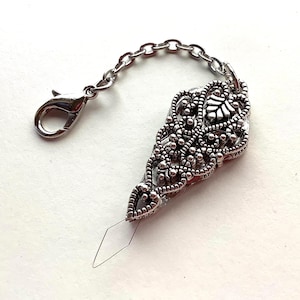Victorian Style Filigree Needle Threader, Silver Sewing Tool, Vintage Style Chatelaine Accessory