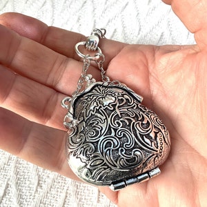 Coin purse charm, silver chatelaine purse, trinket purse, Victorian style box, vintage style coin holder, chatelaine tool, antique style box