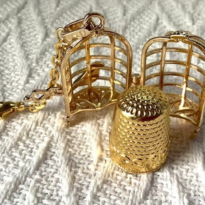 Silver Thimble and Cage: Victorian Style Bird Motif Chatelaine Tool - Etsy