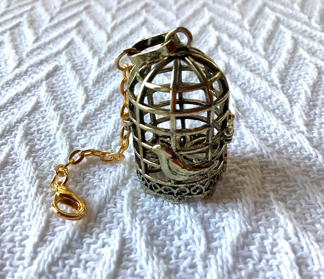 Vintage Style Thimble Cage & Thimble, Dark Gold Thimble Holder ...