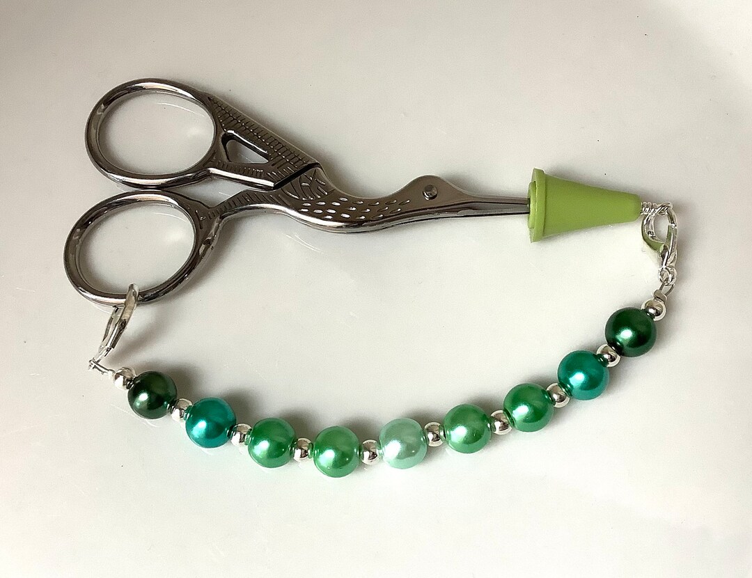 Green Scissor Fob, Scissor Keeper, Scissor Tip Minder, Stork Scissors