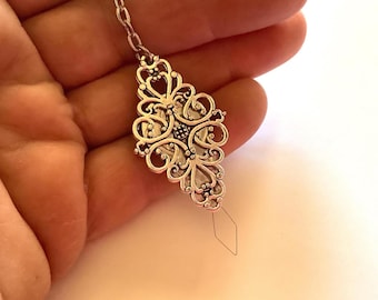Victorian Style Filigree Needle Threader: Silver Sewing Tool