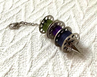 Silver Bobbin Holder for Chatelaine: Sewing Tool Organizer