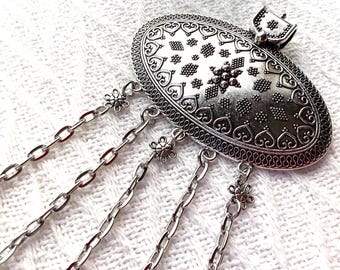 Victorian Style Silver Chatelaine: Sewing Tool Organizer