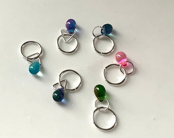 Tiny drops stitch markers, colourful teardrop markers, resin stitch markers, ring stitch marker, stitch marker for knitting, knitting notion