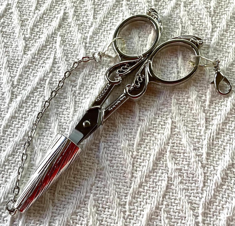 Victorian Style Silver Scissor Sheath: Chatelaine Accessory With Chain ...