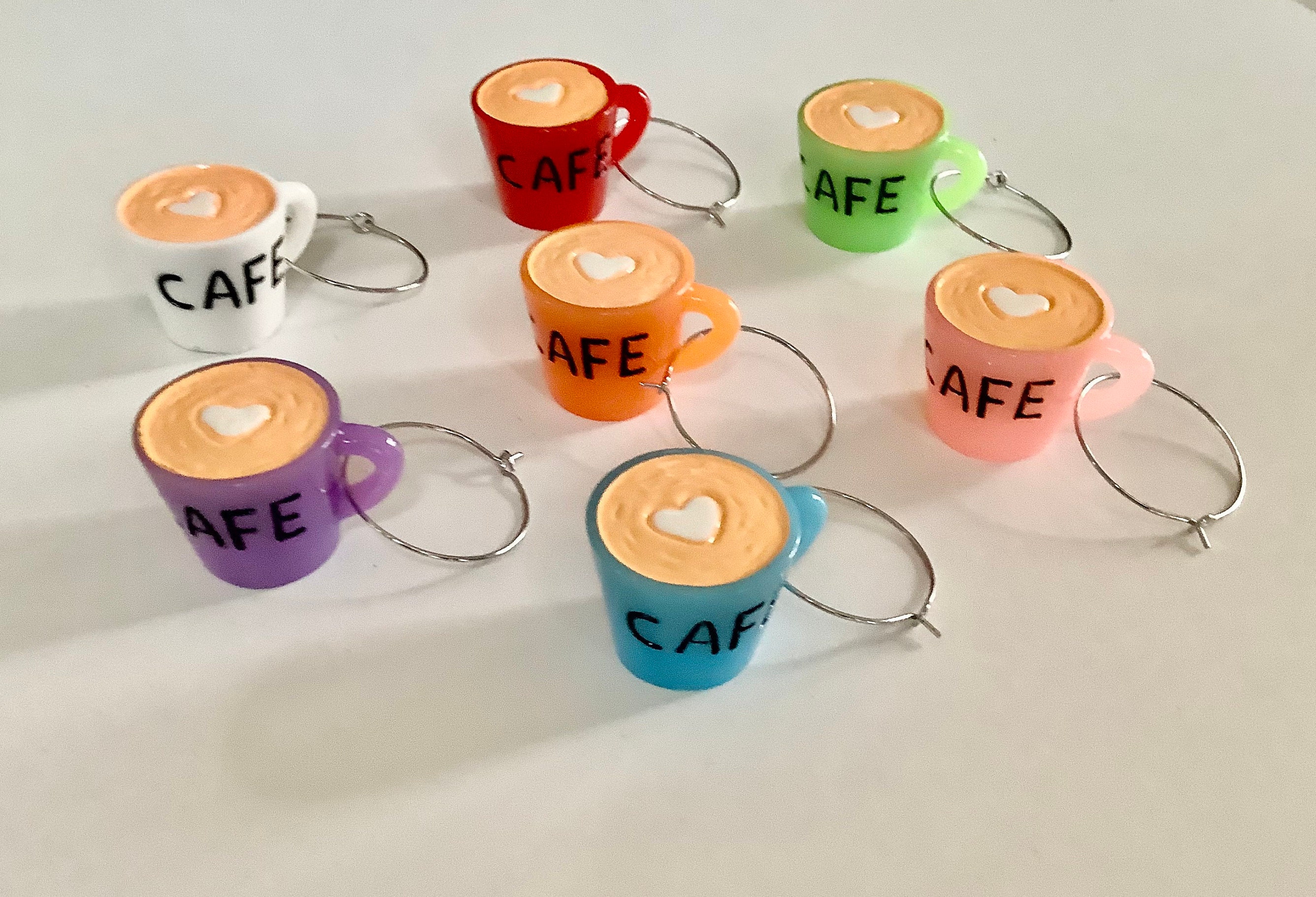 Set of 7 coffee cup charms coffee cup tag coffee mug Etsy