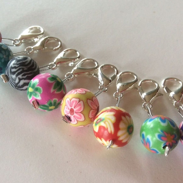 Set of 8 polymer removable crochet progress markers or knitting stitchmarkers, fun stitch markers, stitch markers for crochet