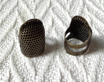 2 Vintage Style Bronze Thimbles: Victorian Sewing Needlework Charms