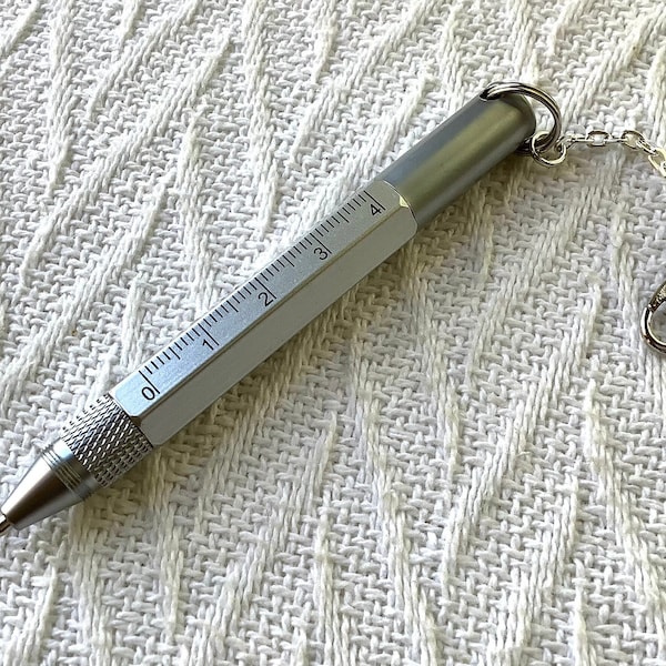 Chatelaine pen, pen on chain, silver pen, necklace pen, chatelaine tool, four-in-one tool, pen pendant, hanging pen