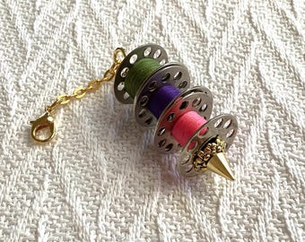 Gold Bobbin Holder for Chatelaine: Sewing Tool Organizer