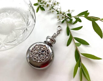 Victorian style flask, vintage look decanter (30ml) chatelaine tool