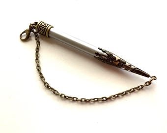 Bronze Victorian Style Chatelaine Pencil: Decorative Chain Accessory, Vintage Look