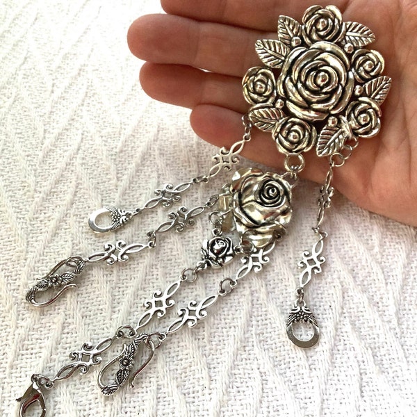 Silver Rose Chatelaine: Victorian Style Sewing Tool Organizer