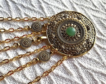 Gold Boho Chatelaine: Victorian Style Sewing & Crafting Tool Holder