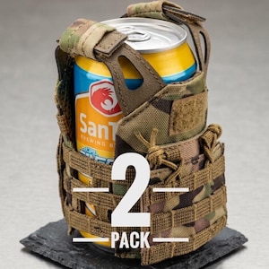 Funda aislante para latas de cerveza tipo chaleco táctico (paquete de 2) con sistema MOLLE imagen 1