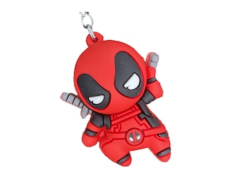 Deadpool Keychain 3D Silicone Charm – Superhero Keyring – Comic Character Backpack Accessory Gift