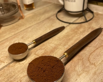 Cuillère à café en acier inoxydable avec manche en bois - Cuillère à mesurer pour le café