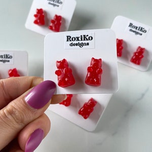 Colorful Gummy Bear Resin Stud Earrings – Cute & Fun Candy-Inspired Jewelry, Playful Gift for Her, Earring Studs, Unique Statement Jewelry
