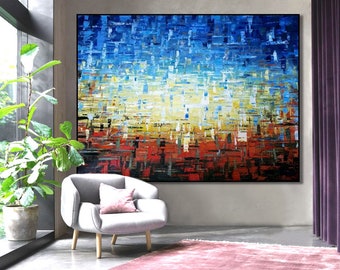 Arte mural contemporáneo, Pintura abstracta grande, Pintura abstracta hecha a mano sobre lienzo, Pintura abstracta original, Pinturas originales modernas