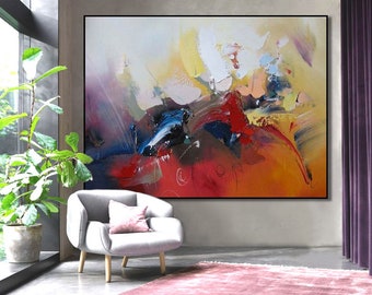 Pintura abstracta original, Arte mural contemporáneo, Pintura abstracta grande, Pintura abstracta hecha a mano sobre lienzo, Pinturas originales modernas