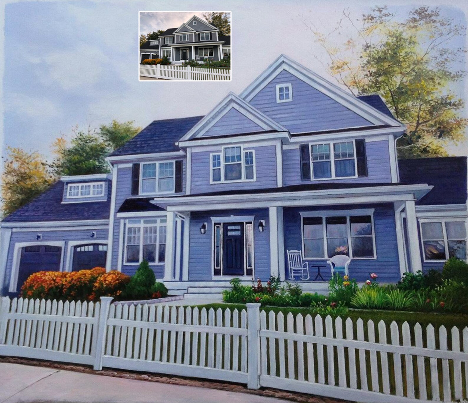 Original Oil Painting House Portrait Hand Painted Oil Etsy