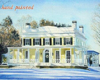 Peinture de maison personnalisée, Aquarelle peinte à la main, Aquarelle originale, Portrait de maison personnalisé, Peinture de paysage à partir de photos