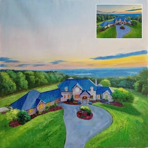 Original oil painting, House portrait, Portraits from Photos, Hand painted oil portrait, Custom house painting, Landscape painting