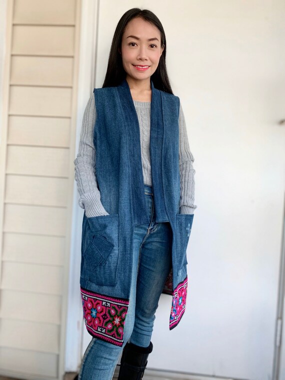 sleeveless long jean jacket