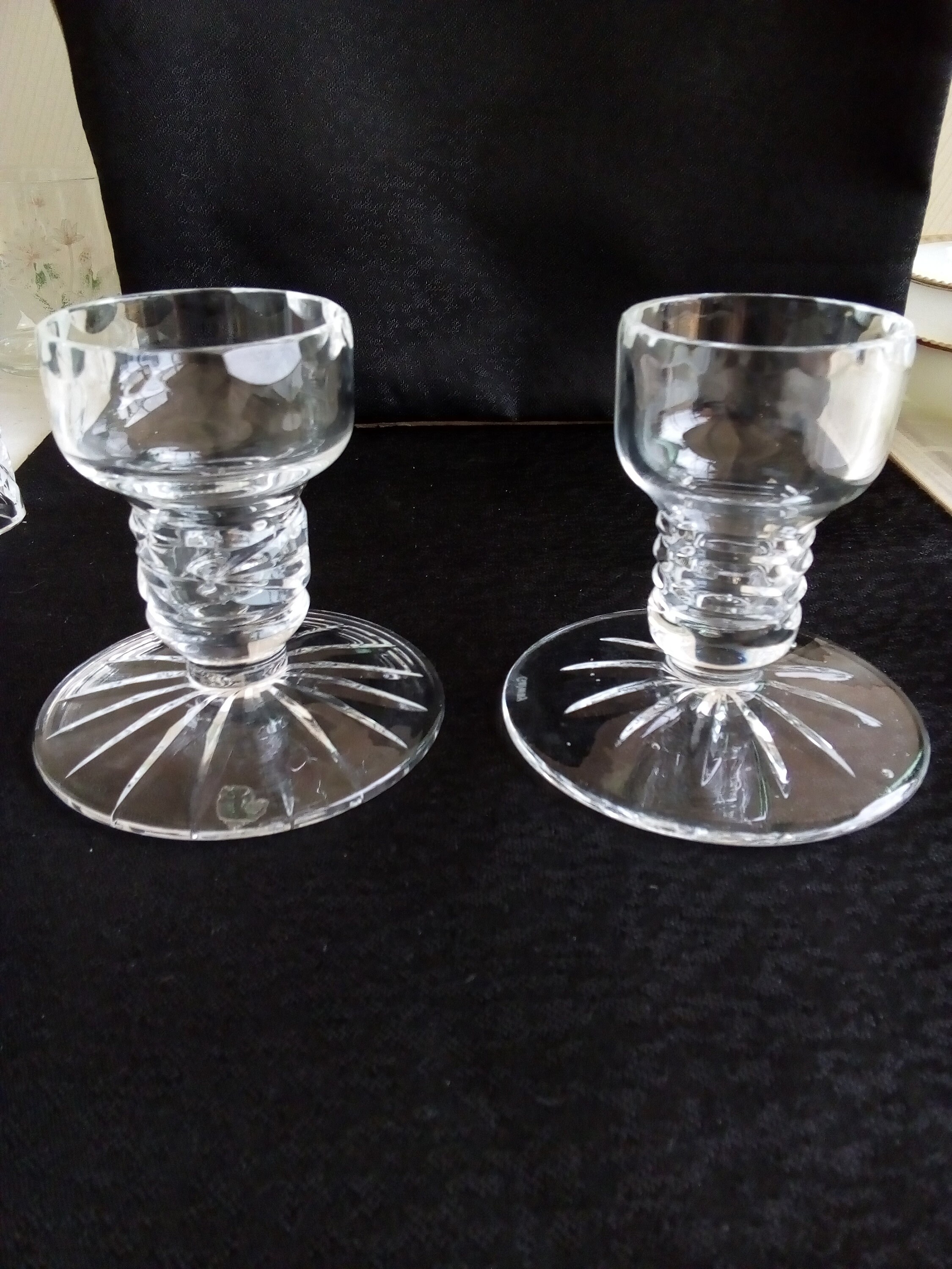 Two Vintage Galway Crystal Candle Holders Collectible Glass Art
