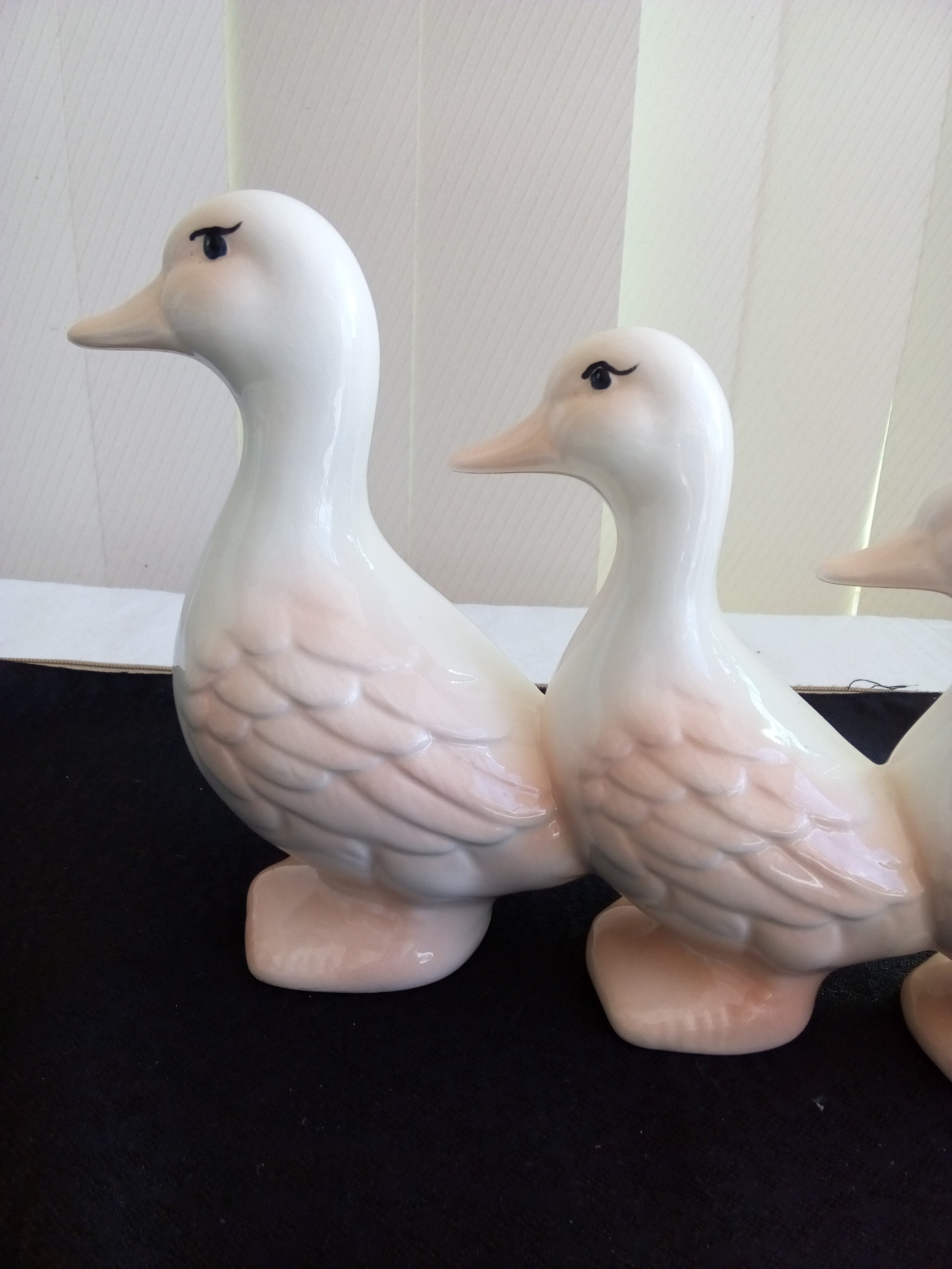 Mid Century Ceramic Duck Family Pink Etsy