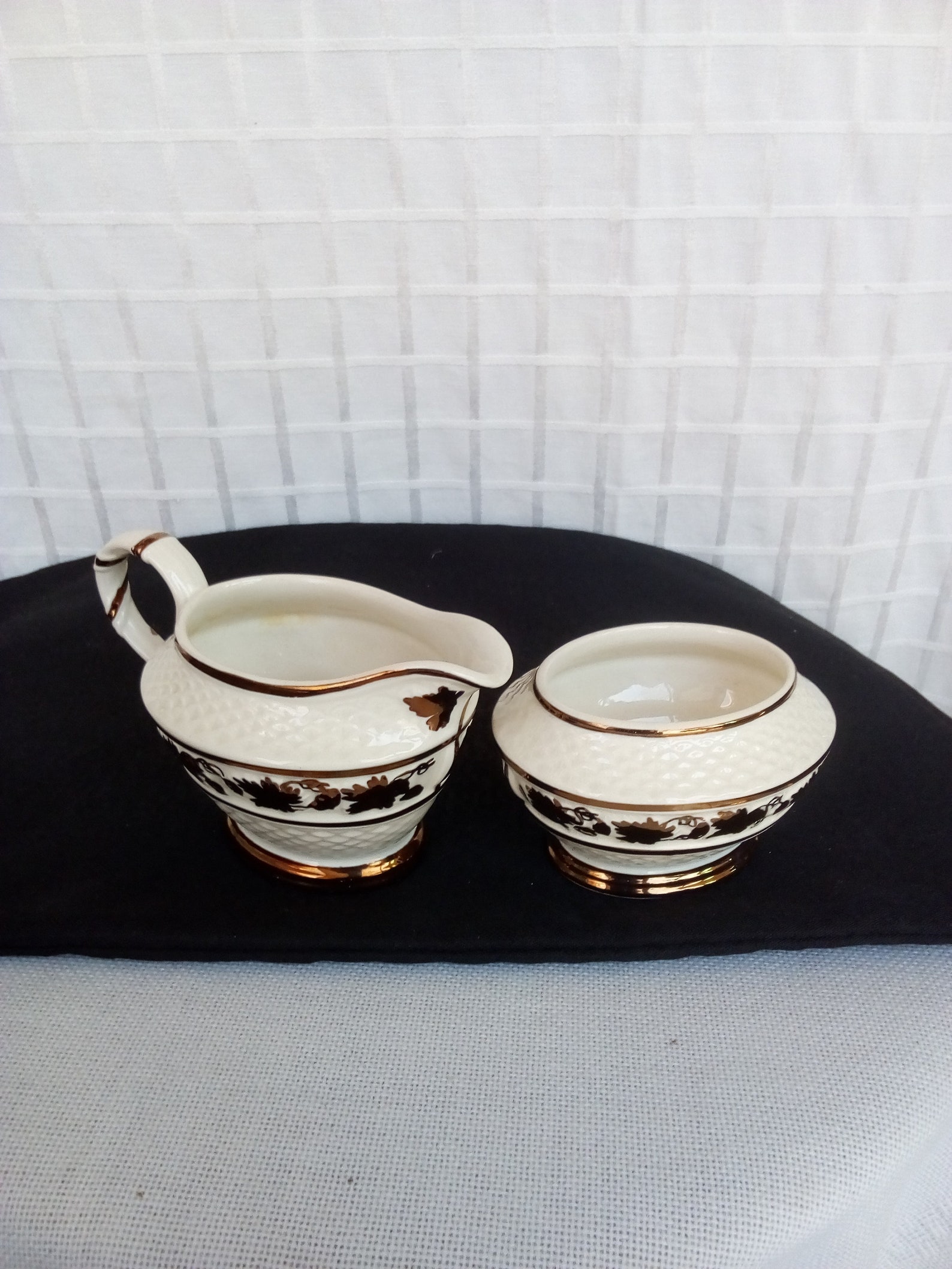 Wade Made in England Sugar and Creamer With Gold Vine Leaves Etsy Australia