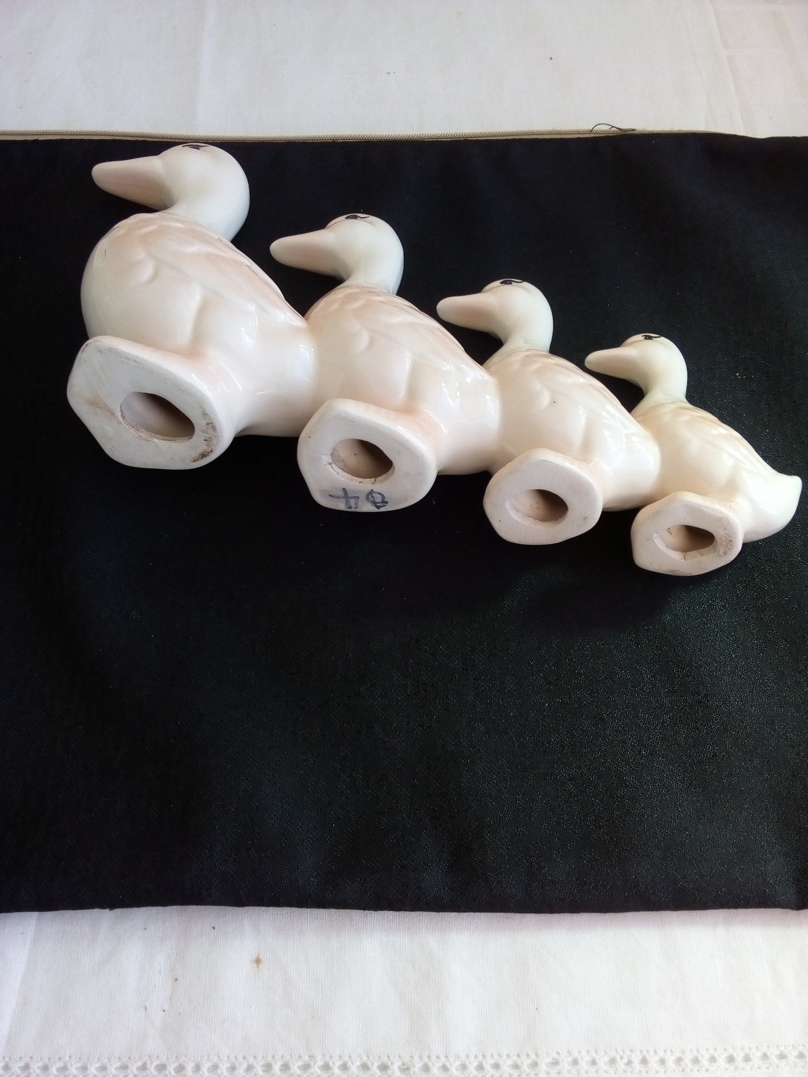 Mid Century Ceramic Duck Family Pink Etsy