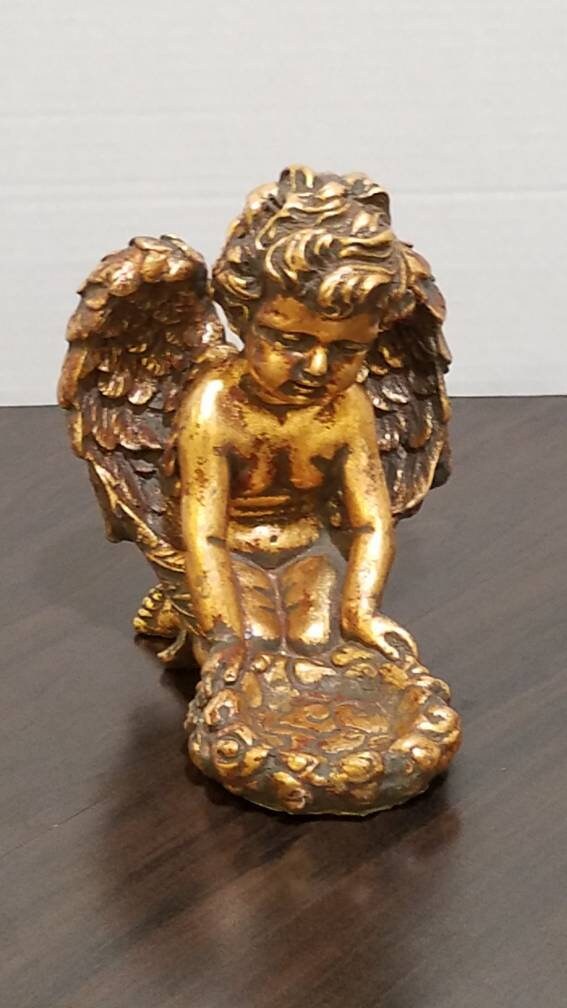 Beautiful Gold Gilded Cherub Angel for Mantle Decor Shelf | Etsy