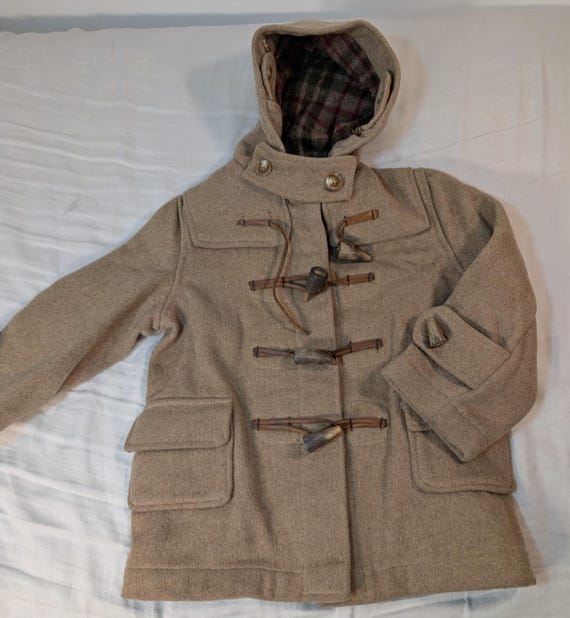 Gloverall, Vintage Original English Duffle Coat by Gloverall Brown Wool Hooded Jacket Size