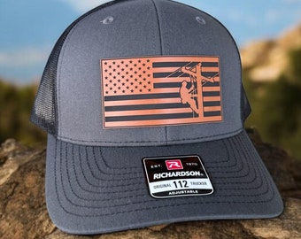 American Flag Lineman Patch Hat - Richardson 112 Trucker Hat