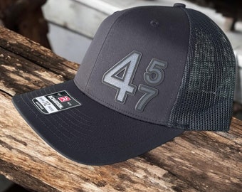 45 47 Hat, Black Richardson Trucker Hat, Patriotic Snapback