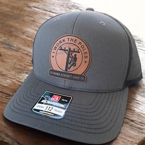 Lineman Gifts Funny Hat with Patch | I Work The Poles So Momma Doesn&#39;t Have To Lineman Electrician Gift