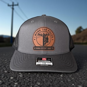 Lineman Gifts Funny Hat with Patch | I Work The Poles So Momma Doesn't Have To Lineman Electrician Gift
