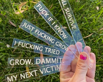Enjeux de jardin Snarky | Jeux de mots en acrylique, cadeau pour le pouce noir