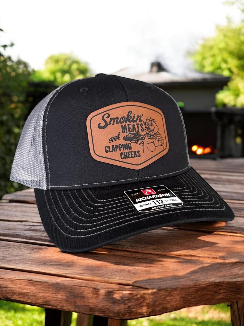 Smokin Meats and Clapping Cheeks Funny Hat Men Inappropriate | BBQ Gift for Man Black/Char 112