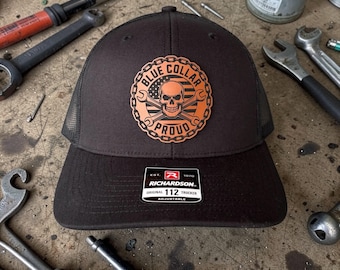 Blue Collar Baseball Hat, Funny Working Man Trucker Hat With Patch
