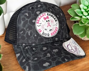 Halloween Breast Cancer Hat, Leopard Print Cancer Awareness Hat