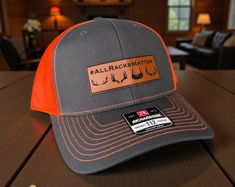 Cappellino da caccia arancione, cappello da camionista All Racks Matter per uomo, Richardson 112