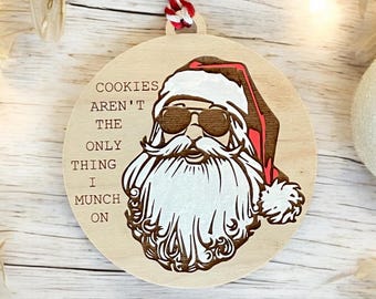 Naughty Santa Wood Ornament | Funny Adult Christmas Gift