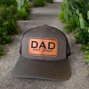 Gorra de papá personalizada, gorra de camionero con parche de cuero para papá, regalo del Día del Padre, regalo para papá primerizo, Richardson 112