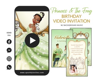 Princess and the Frog Video Invitation, Princess Tiana Video Invitation, Princess and the Frog Birthday Invitation