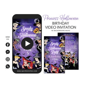 Princess Halloween Party Video Invitation, Princess Halloween Party Invitation Ideas, Not So Scary Princess Halloween Invitation