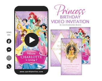 Princess Birthday Video Invitation: Multilingual